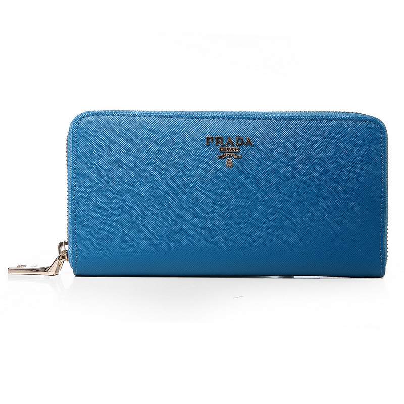 Knockoff Prada Real Leather Wallet 1136 dark blue - Click Image to Close